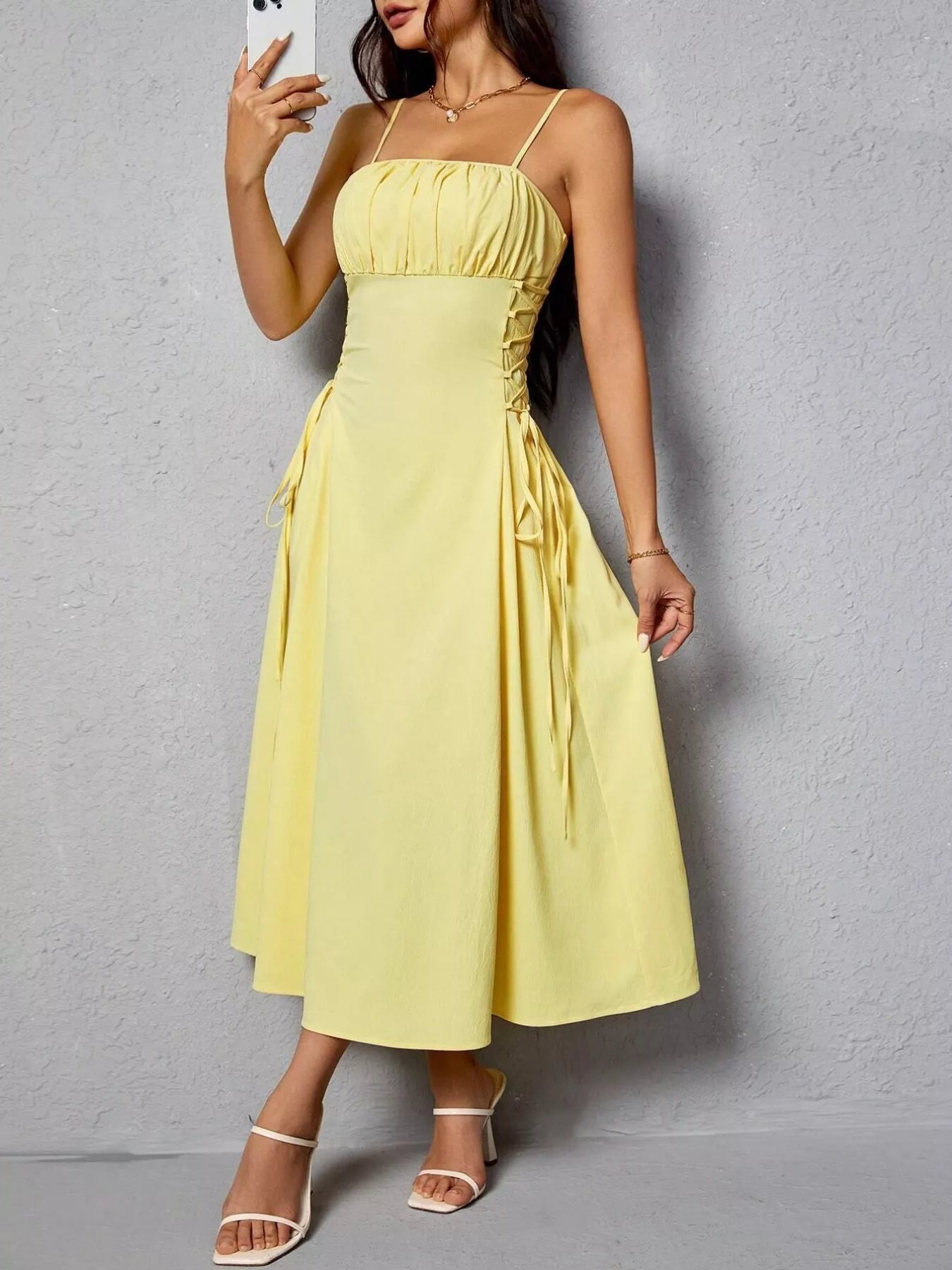 Lace-Up Side A-Line Cami Dress Collections for Her Lace-Up Side A-Line Cami Dress Collections for Her