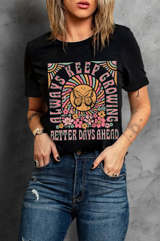 T-Shirt mit Rundhalsausschnitt und kurzen Ärmeln und Grafik