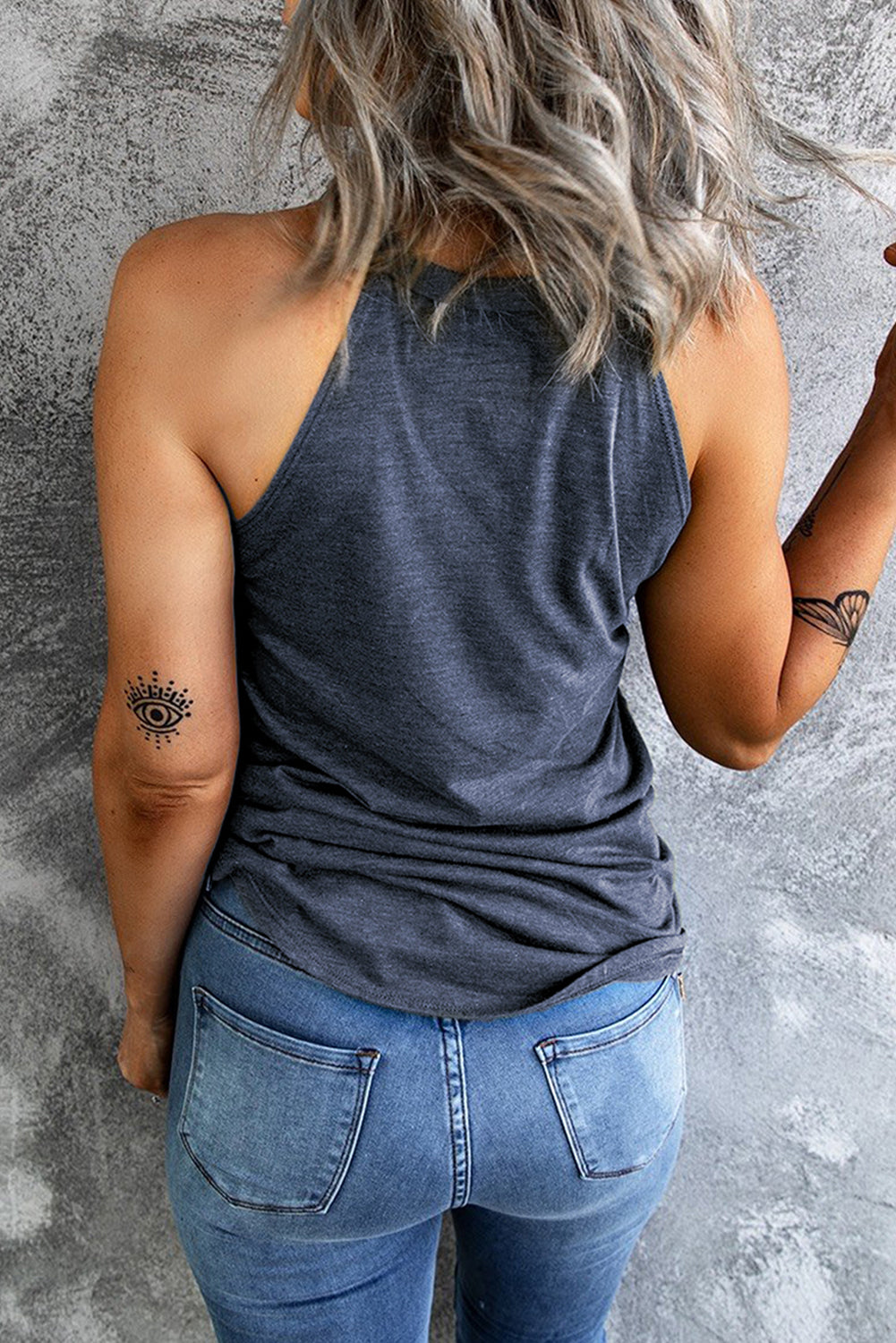 Tanktop mit Paillettenstern und griechischem Ausschnitt