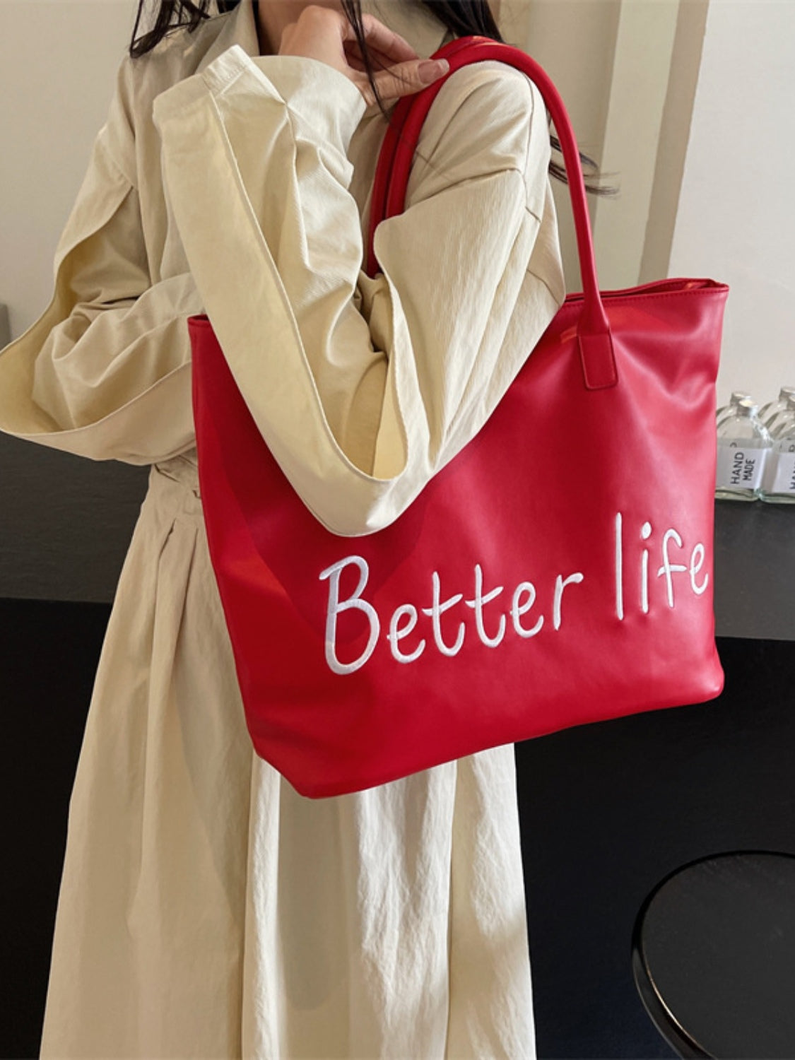 BETTER LIFE Einkaufstasche aus PU-Leder
