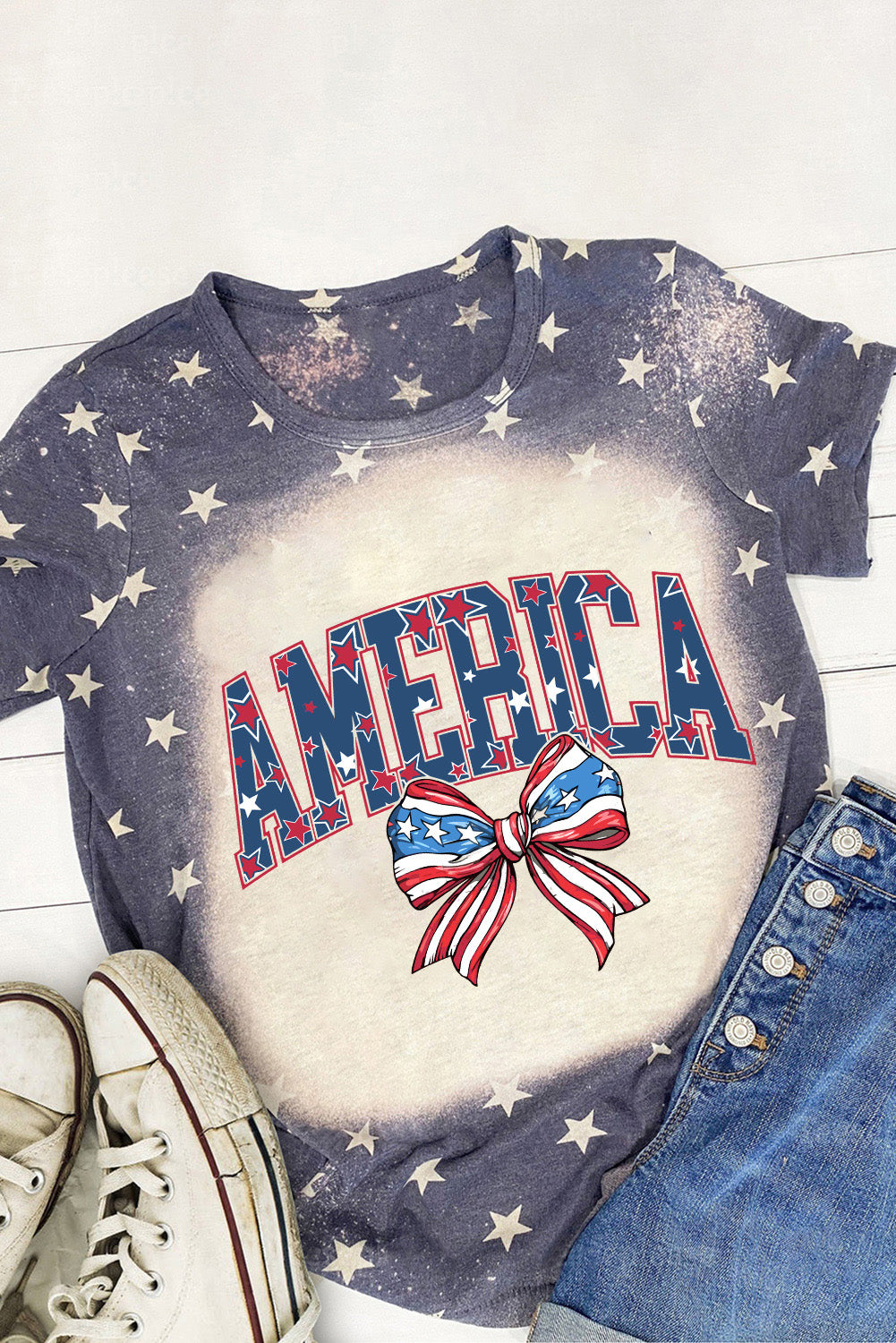 AMERICA T-Shirt mit Rundhalsausschnitt und kurzen Ärmeln