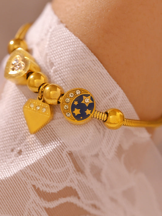 Edelstahl-Strass-Charm-Armband