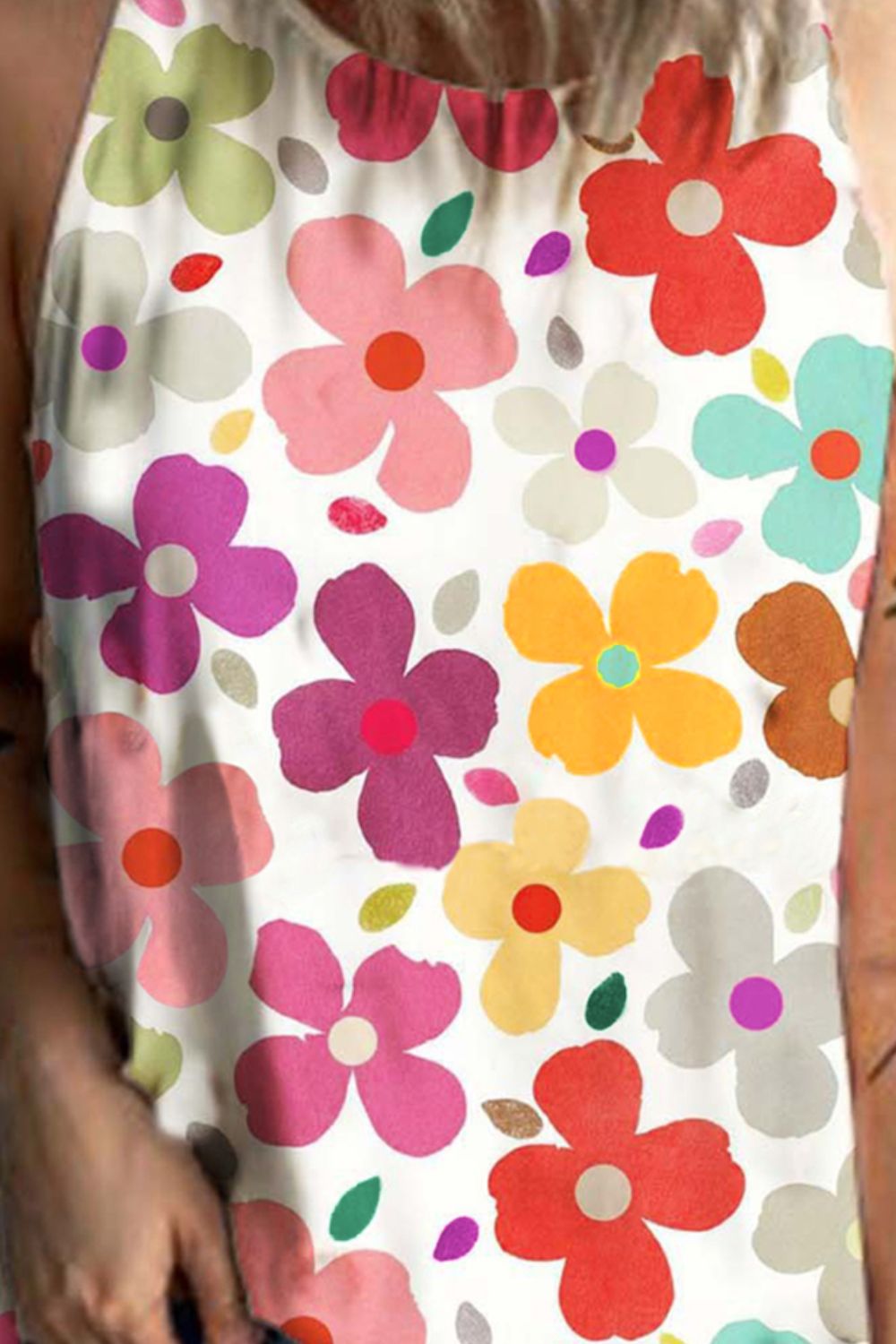 Tanktop mit Rundhalsausschnitt und Blumen-Print