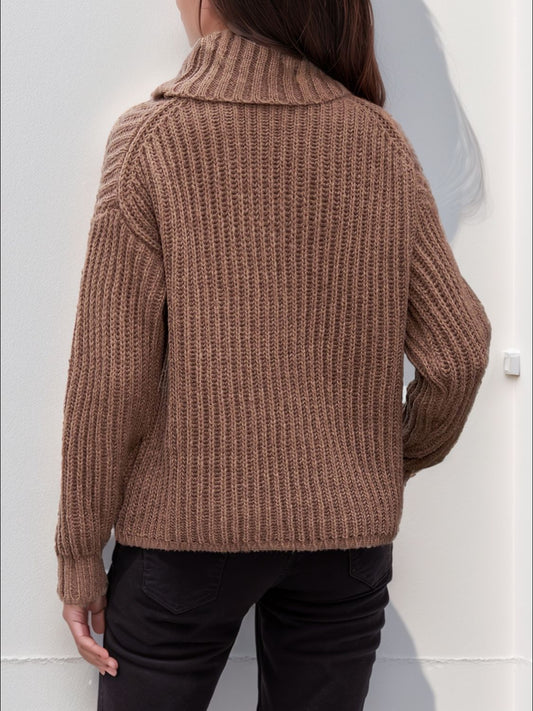 Turtleneck Dropped Shoulder Pullover Sweater