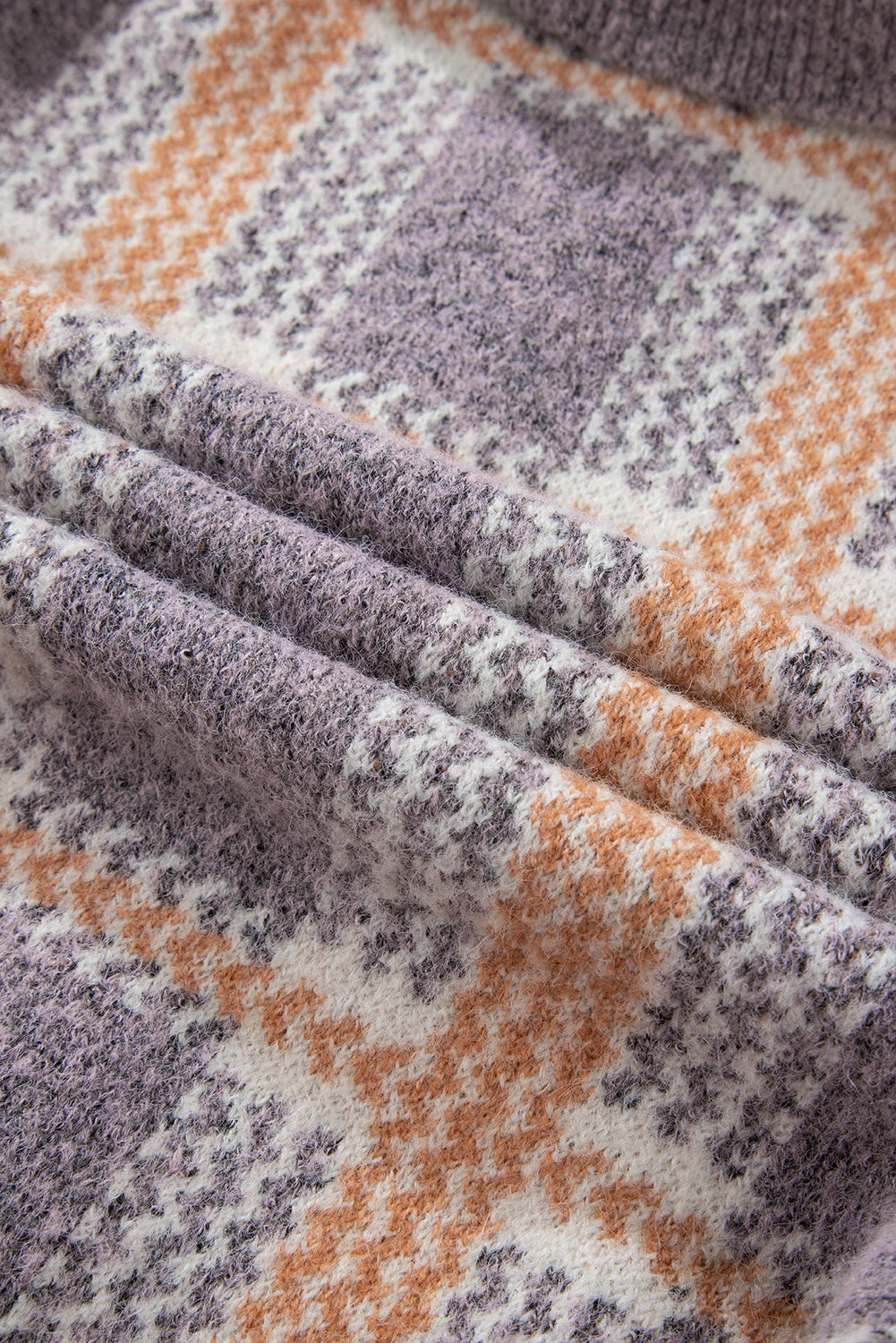 Karierte Strickjacke mit Knopfleiste und Kragen