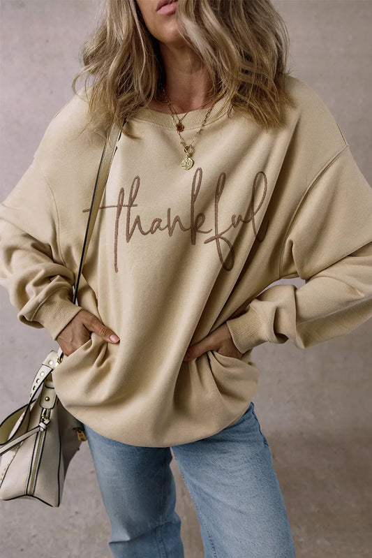 THANKFUL Langarm-Sweatshirt mit Rundhalsausschnitt