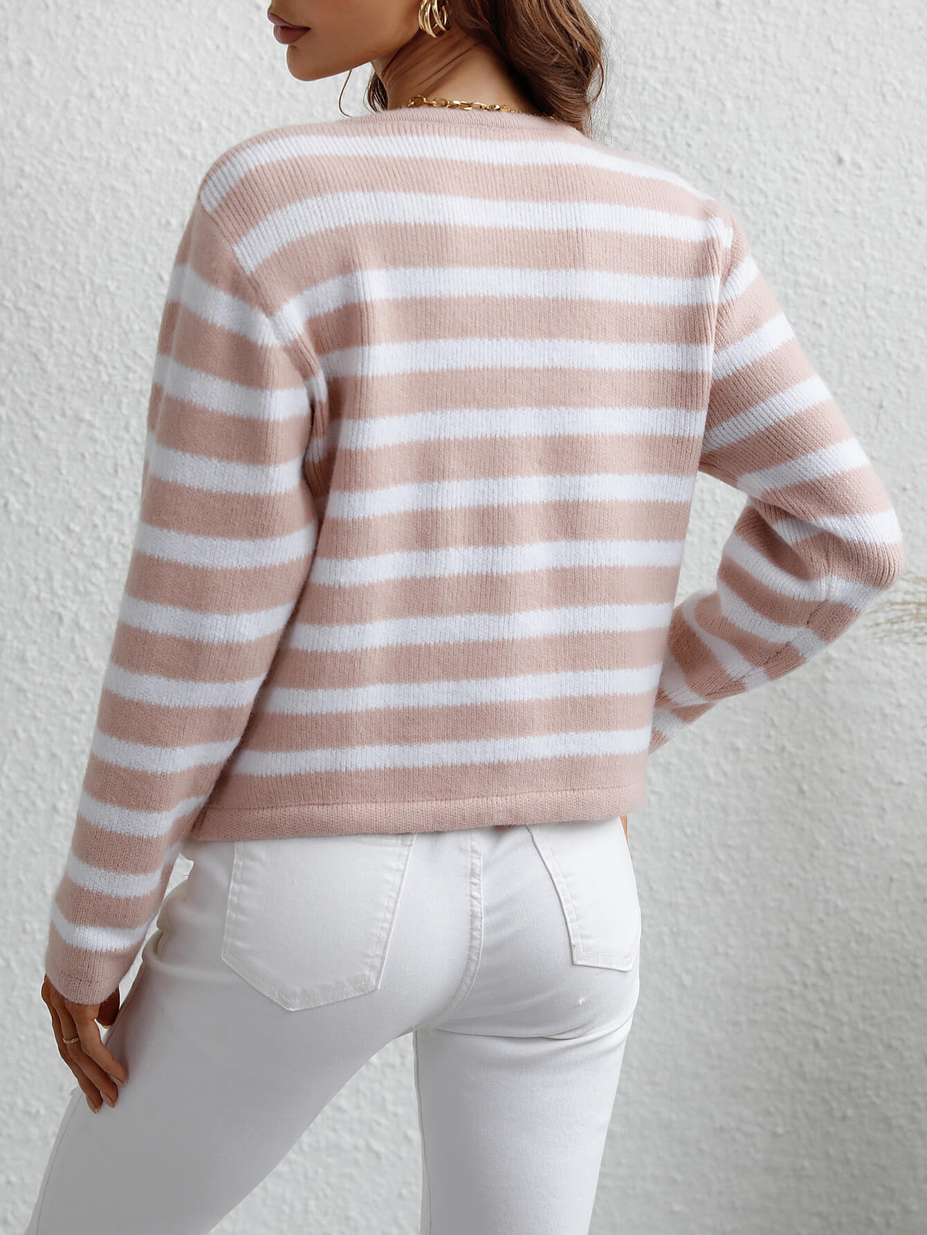 Gewebter Cardigan mit Streifen und Knopfleiste vorne