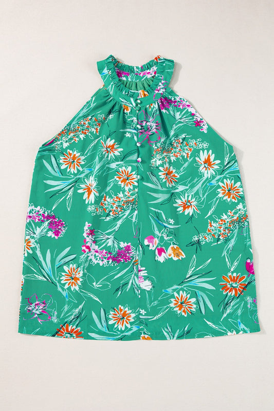 Griechisches Tanktop mit Rüschendruck