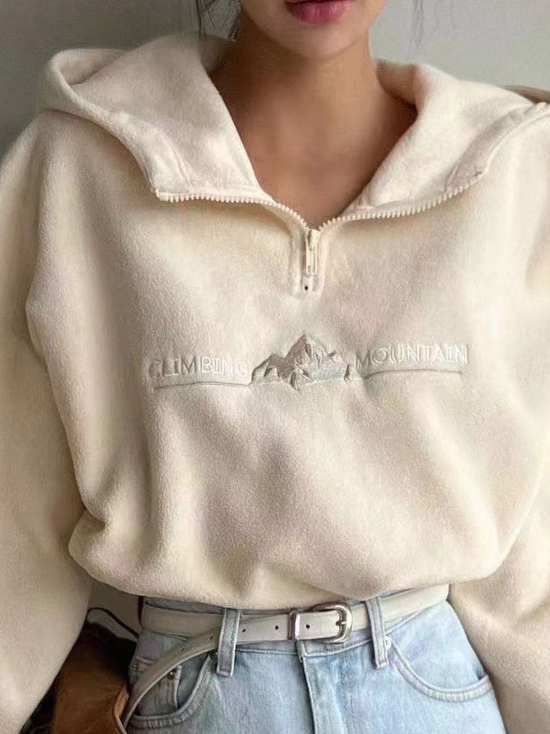 Mountain Langarm-Hoodie mit Viertelreißverschluss