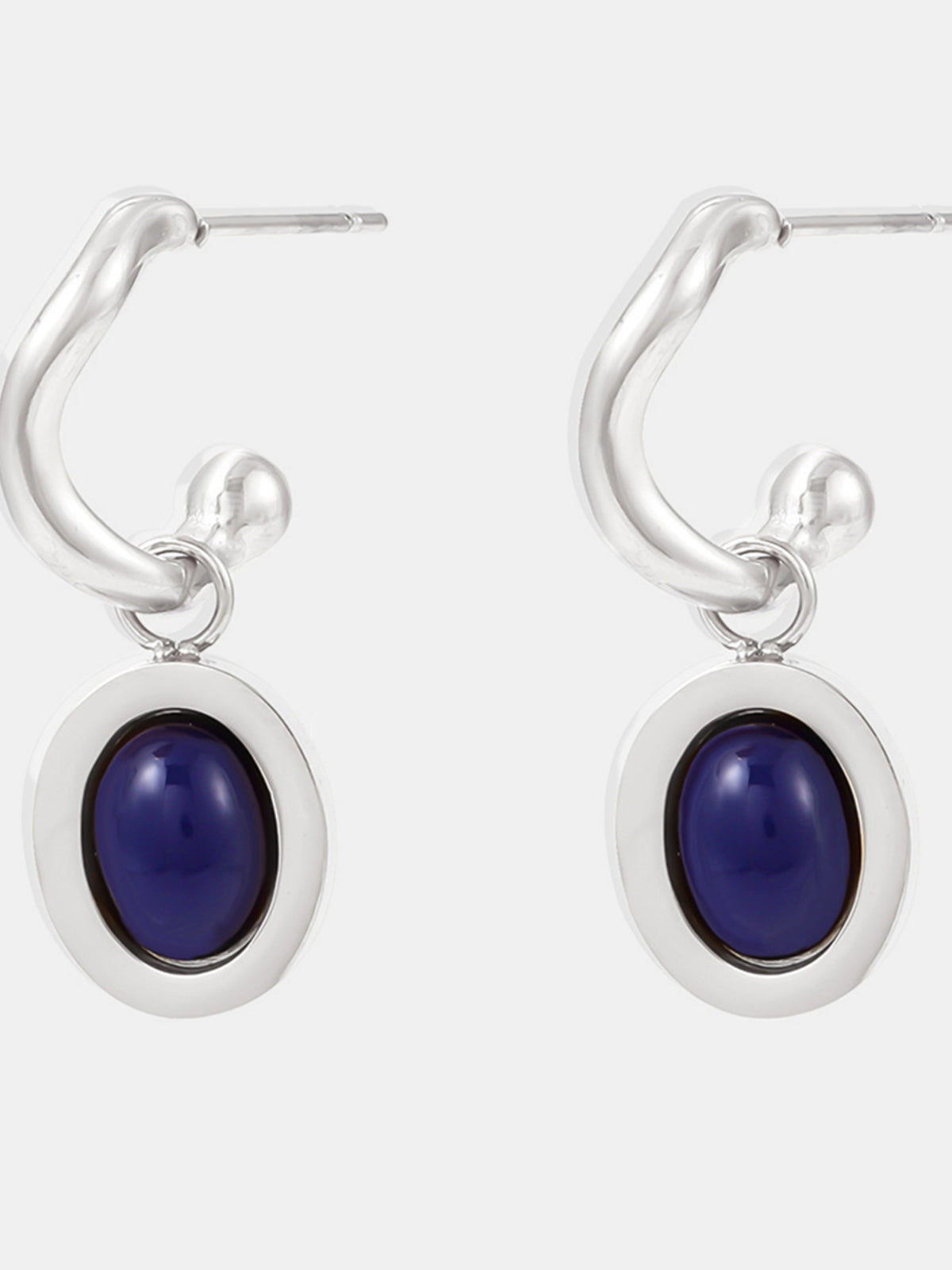 Stainless Steel Oval Drop Earrings