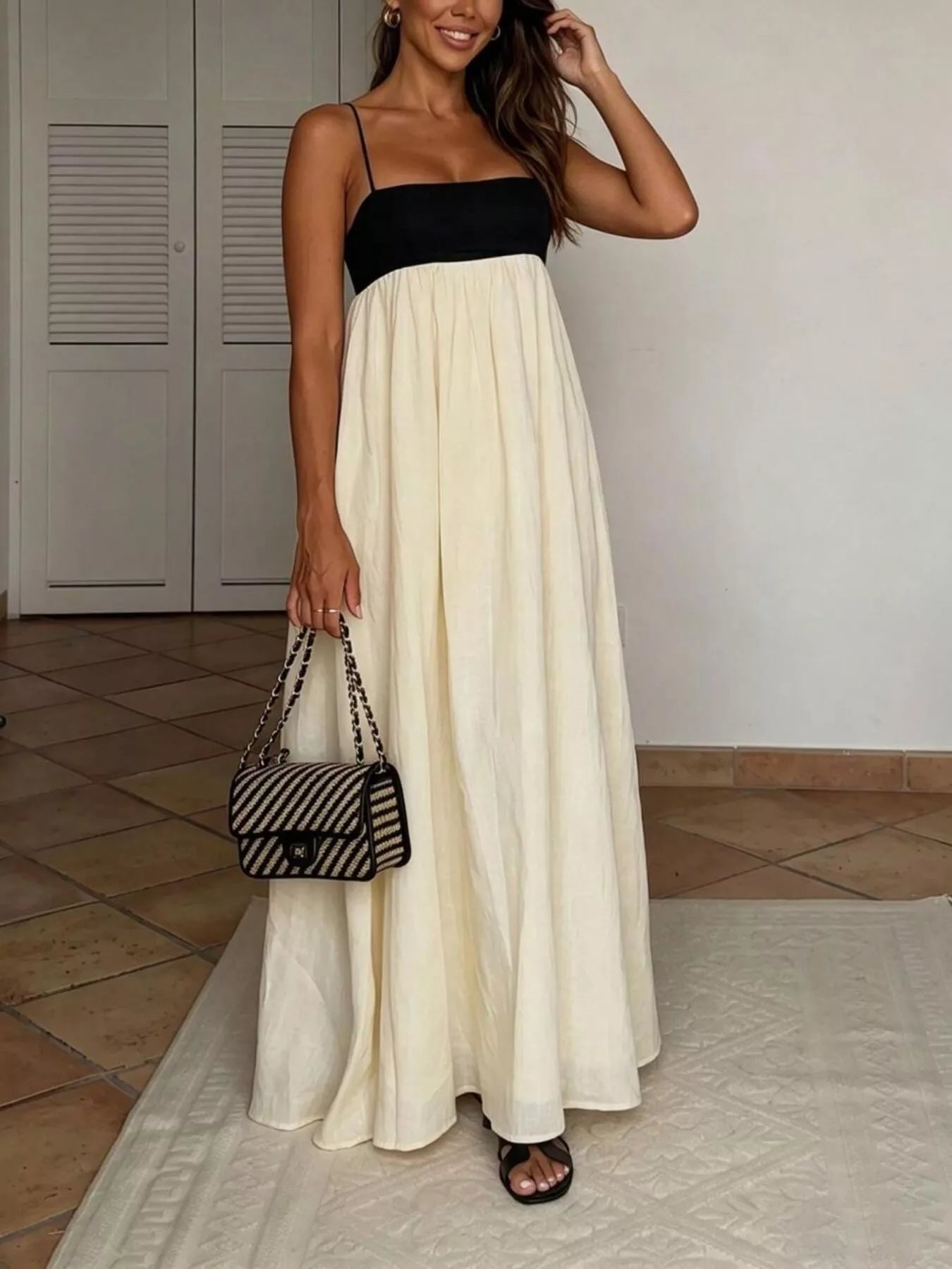 Sleeveless Two-Tone Maxi Dress – Collections for Her