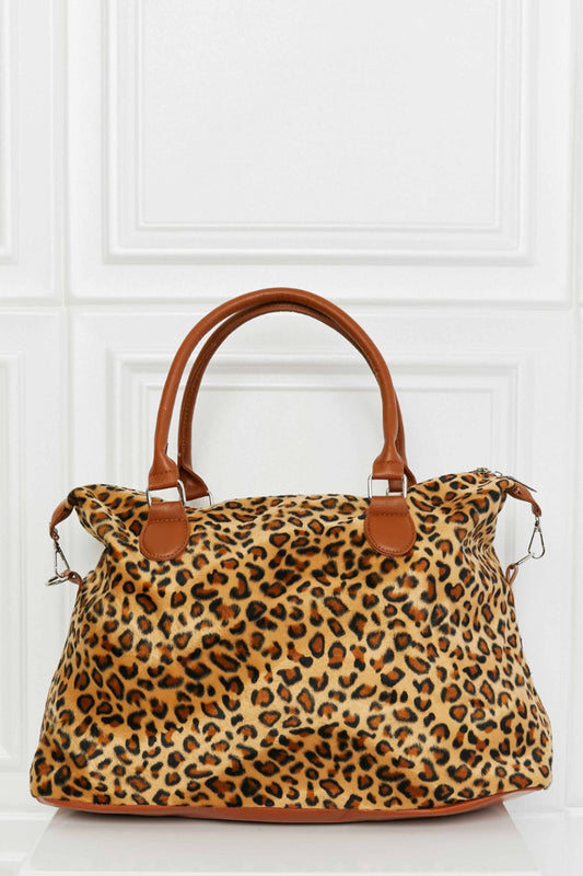 Gebürstete Weekender-Tasche mit Animal-Print