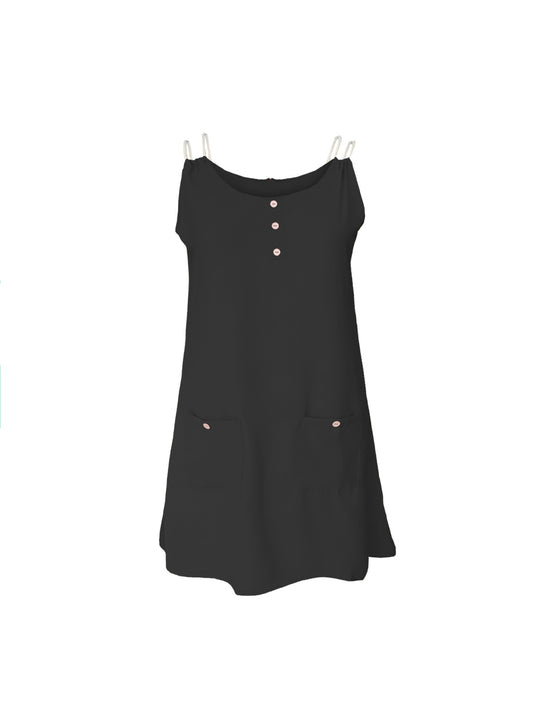 Minivestido con tirantes finos dobles y cuello redondo