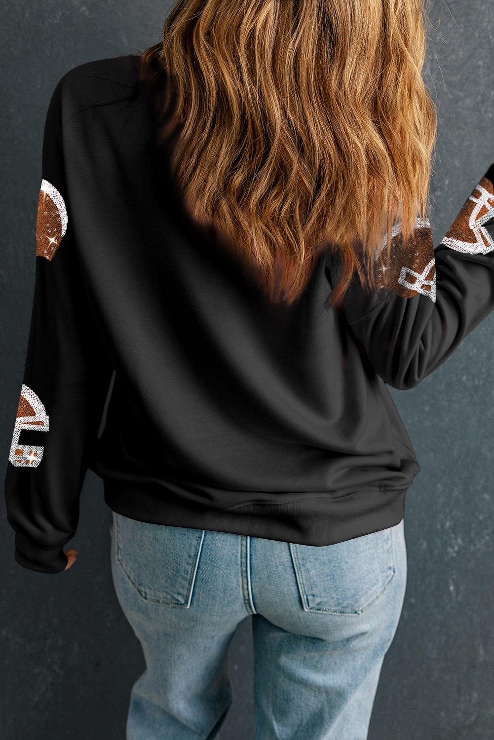 Pailletten-Sweatshirt mit Rundhalsausschnitt und langen Ärmeln