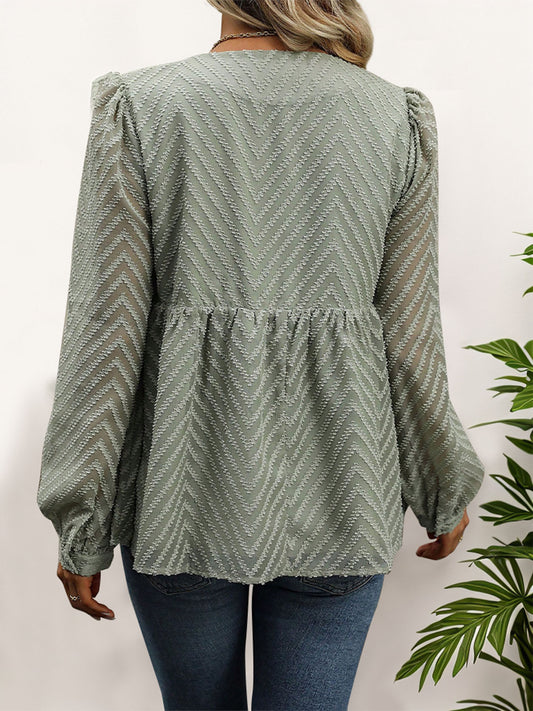 Bluse mit Rundhalsausschnitt und langen Ärmeln und Schößchen