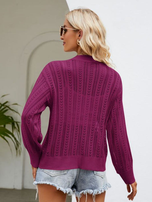 Strickjacke mit geripptem Besatz und Knopfleiste