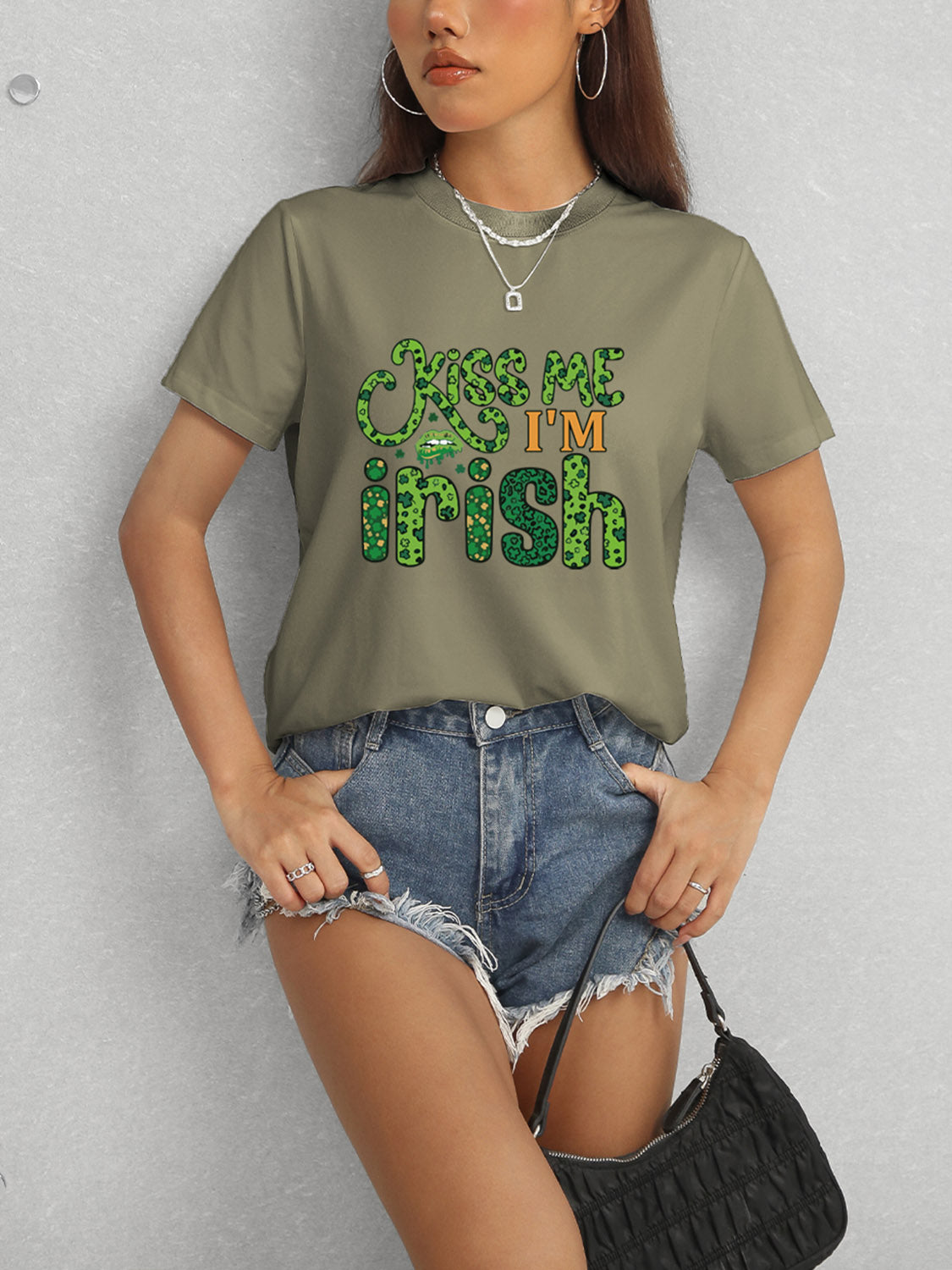 KISS ME I'M IRISH T-Shirt mit Rundhalsausschnitt