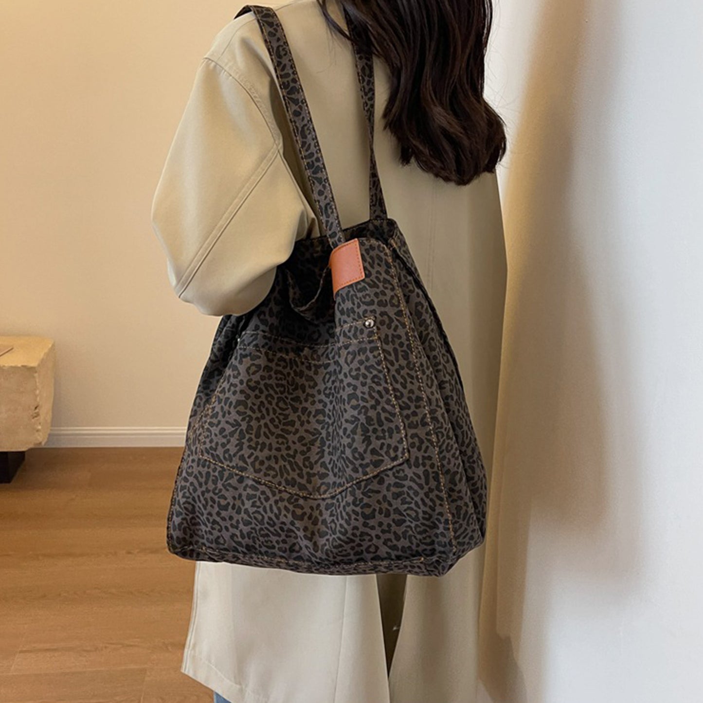 Tragetasche aus Canvas mit Leopardenmuster