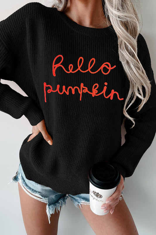 HELLO PUMPKIN Rundhals-Langarmpullover