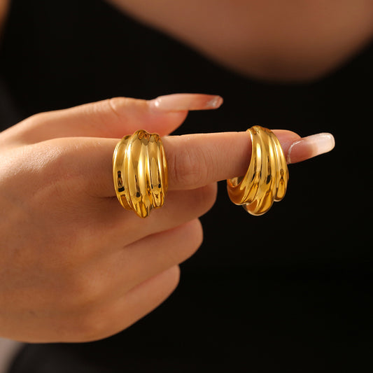 Offener Ring aus 18 Karat vergoldetem Titanstahl