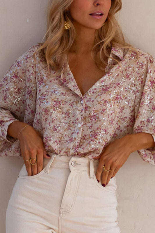 Bedrucktes Langarmhemd mit Kragen