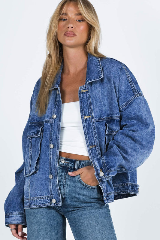 Jeansjacke mit Kragen und Knopfleiste