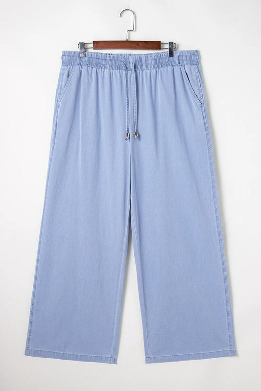 Jeans mit weitem Bein und Kordelzug in Übergröße