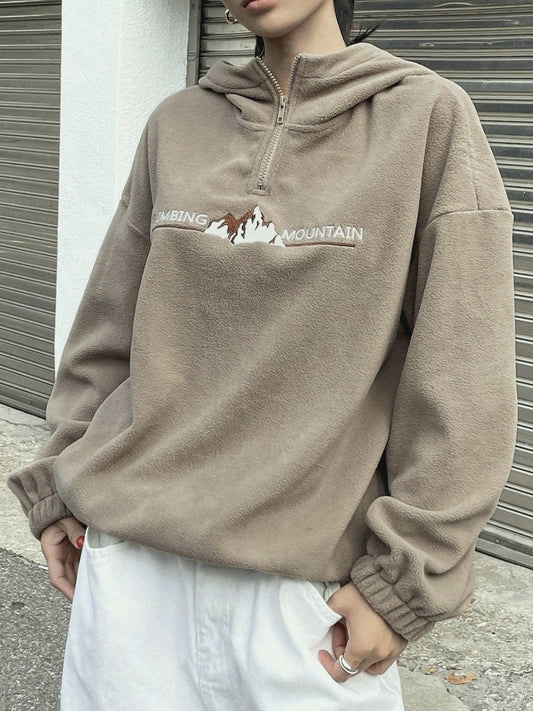 Mountain Langarm-Hoodie mit Viertelreißverschluss