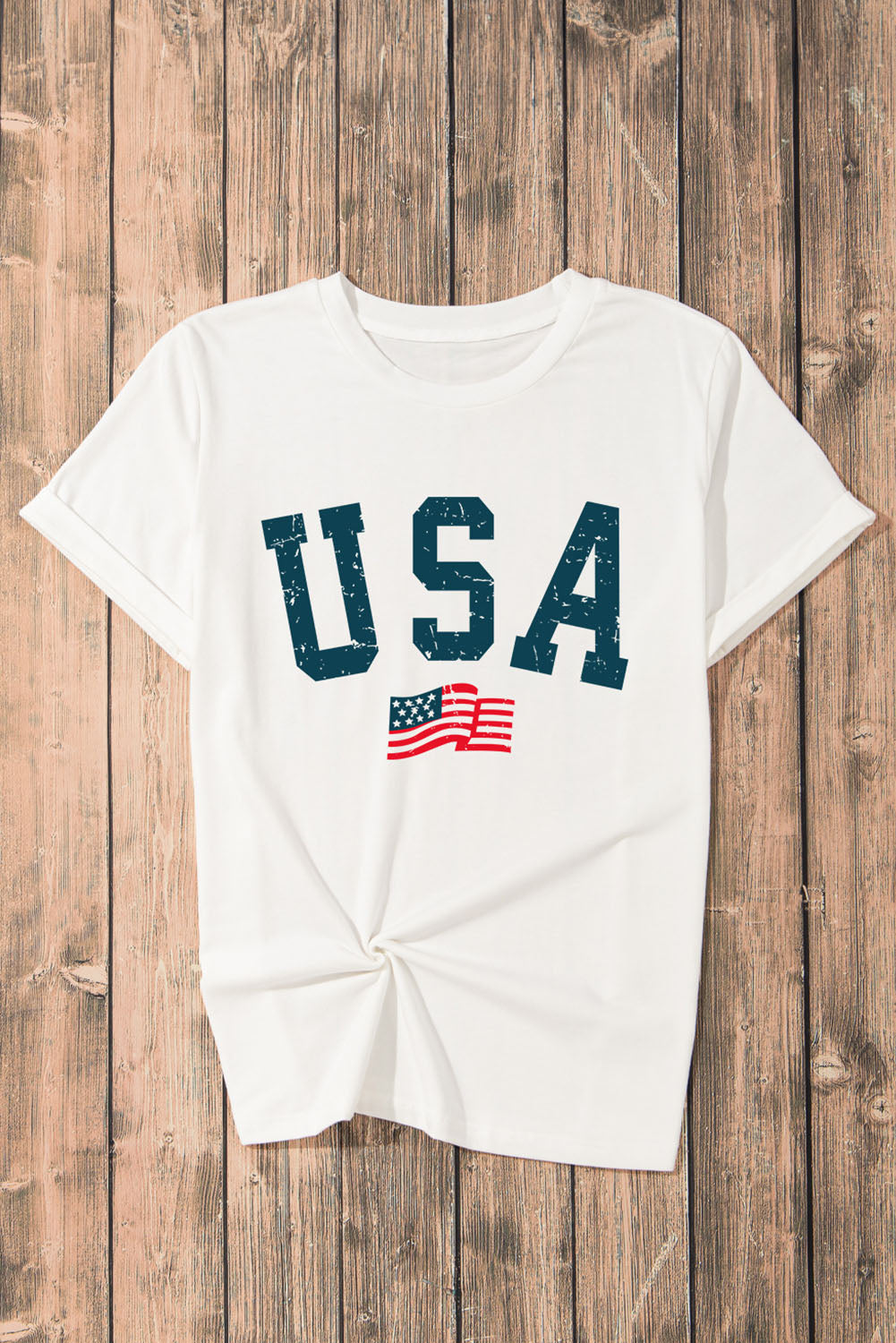 USA T-Shirt mit Rundhalsausschnitt und kurzen Ärmeln
