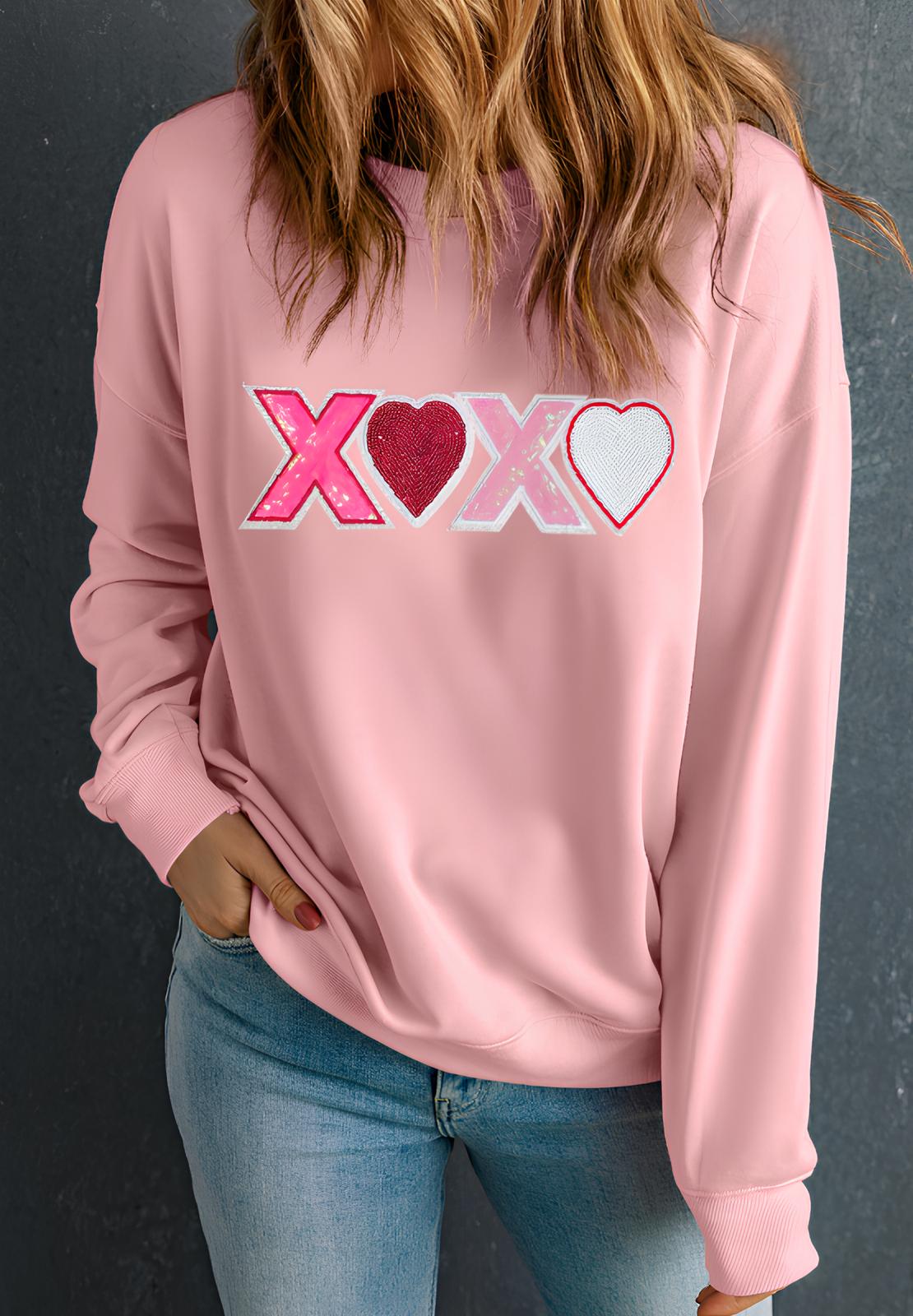 Valentinstag XOXO Rundhals-Langarm-Sweatshirt