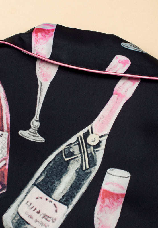 Set aus kurzärmligem Oberteil und Shorts mit Champagner-Print