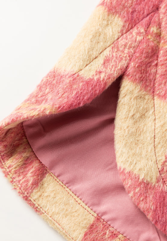 Shacket mit geschlitztem Karomuster und Kragen