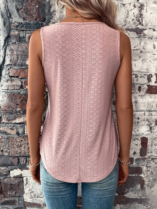 Tanktop mit Ösen, V-Ausschnitt und abgerundetem Saum