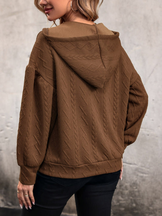 Kapuzenpullover mit überschnittenen Schultern und Kordelzug