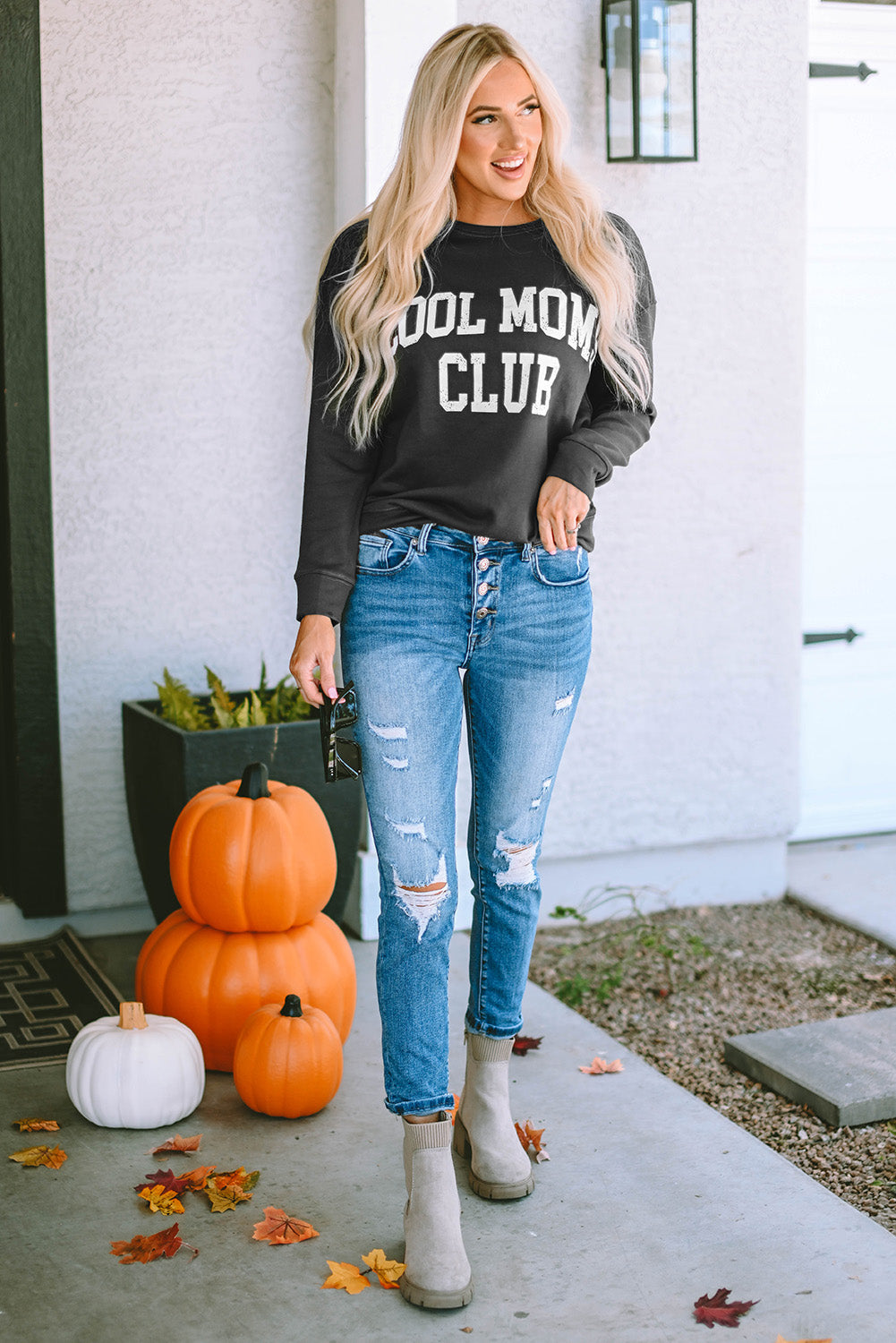COOL MOM CLUB Sweatshirt mit Rundhalsausschnitt und kurzen Ärmeln