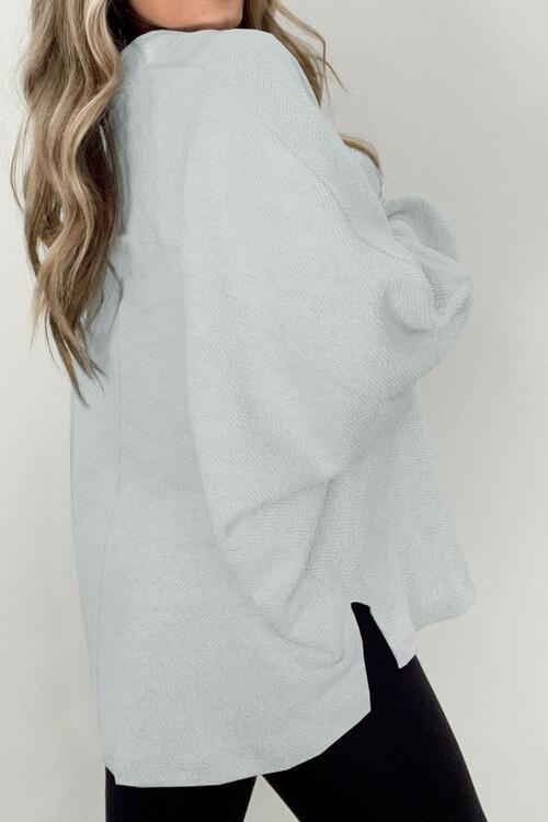 Sweatshirt mit langem Arm und halblangem Knopfverschluss