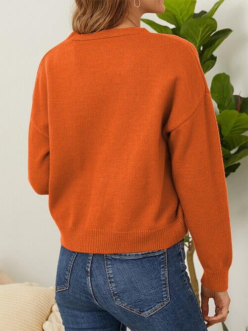 Cardigan mit Blumenmuster, Knopfleiste vorn und überschnittenen Schultern