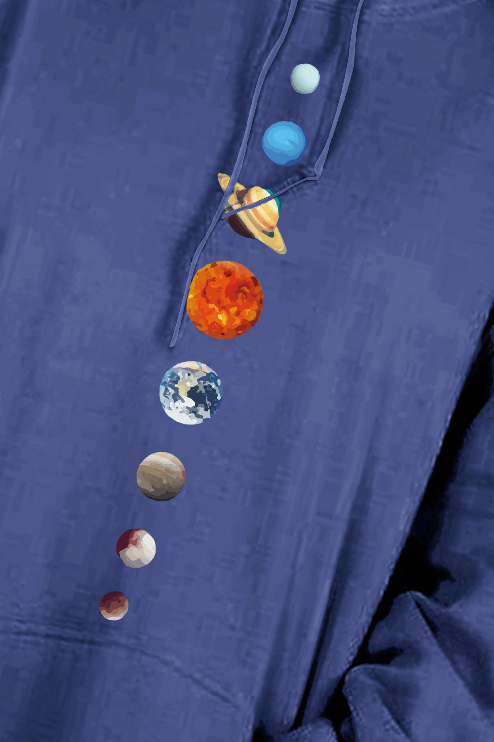 Simply Love – Simply Love – Kapuzenpullover mit überschnittener Schulter und Sonnensystem-Grafik in voller Größe