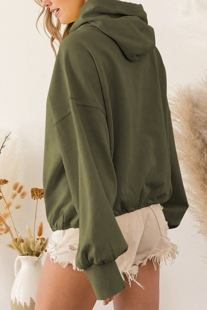 Hoodie mit Reißverschluss und überschnittenen Schultern