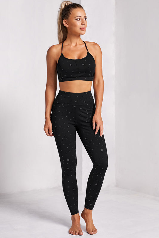 Set aus Sport-BH und Leggings mit Sternenmuster