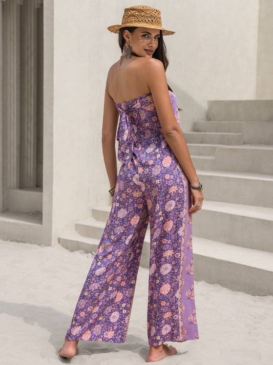 Jumpsuit mit weitem Bein und Print zum Binden