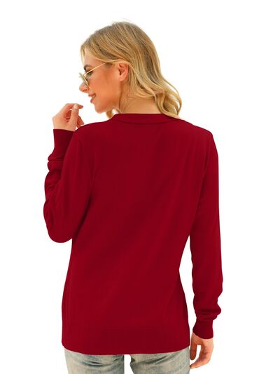 Cárdigan de manga larga con cuello en V y botones