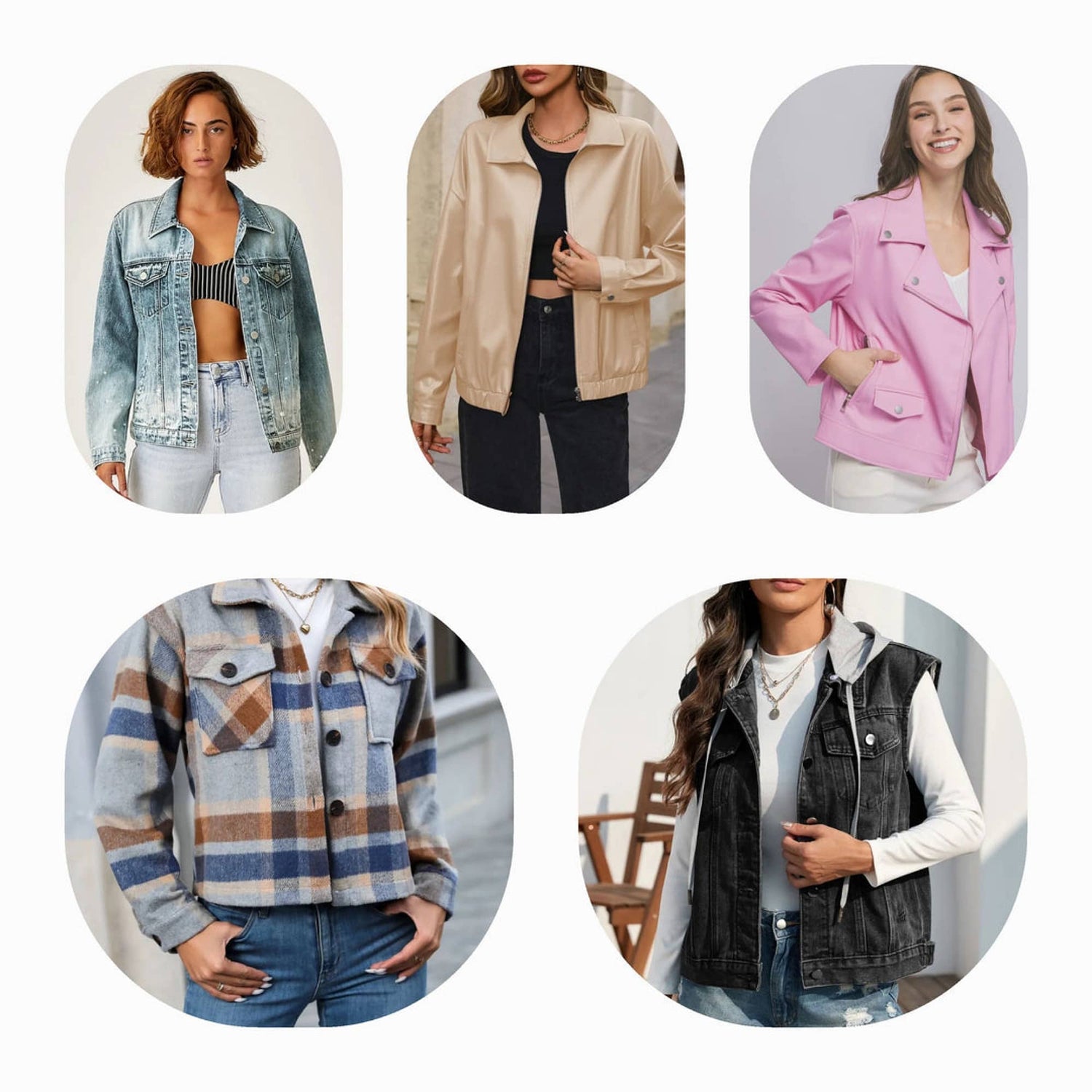 Wide range of women's jackets including fur jackets, FR jackets, jeans jackets, plus size options, outerwear jackets, and hoodies for every occasion.

