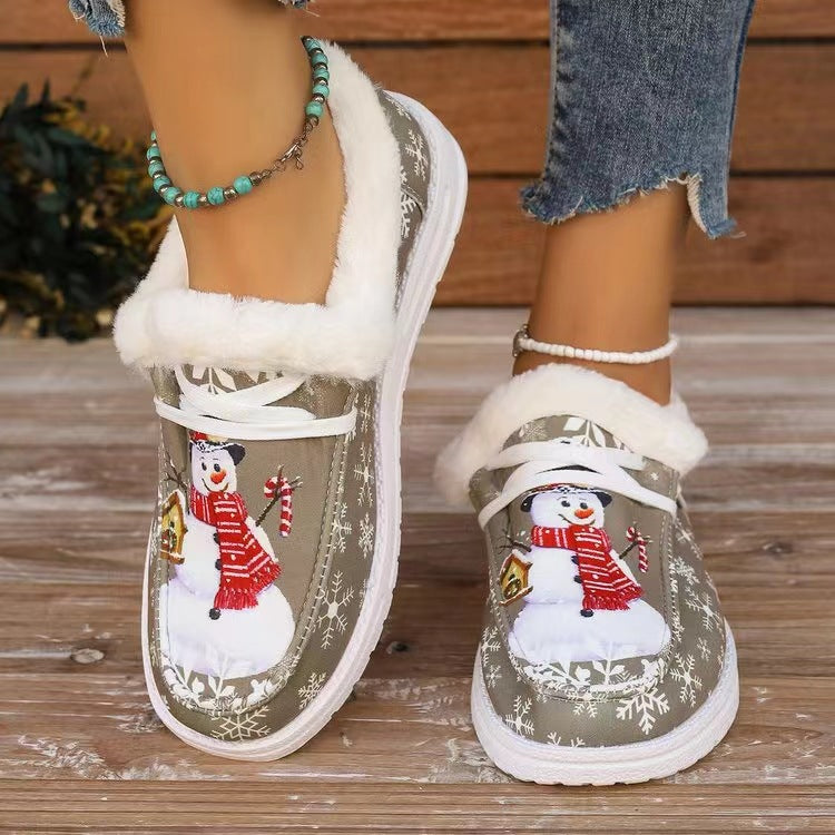 Slipper mit runder Zehenpartie und Schneemann-Print