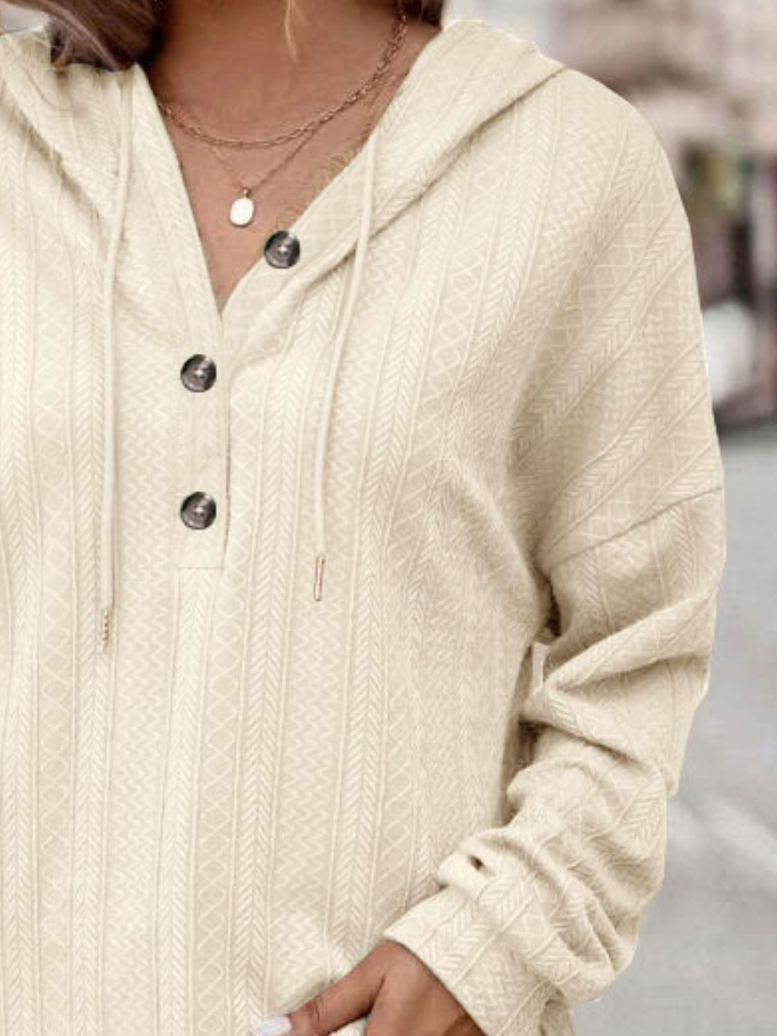 Kapuzenpullover mit überschnittenen Schultern und Kordelzug