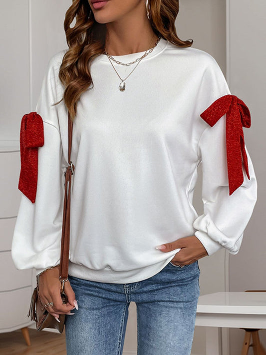 Perfee – Langärmliges Sweatshirt mit Rundhalsausschnitt und Schleife