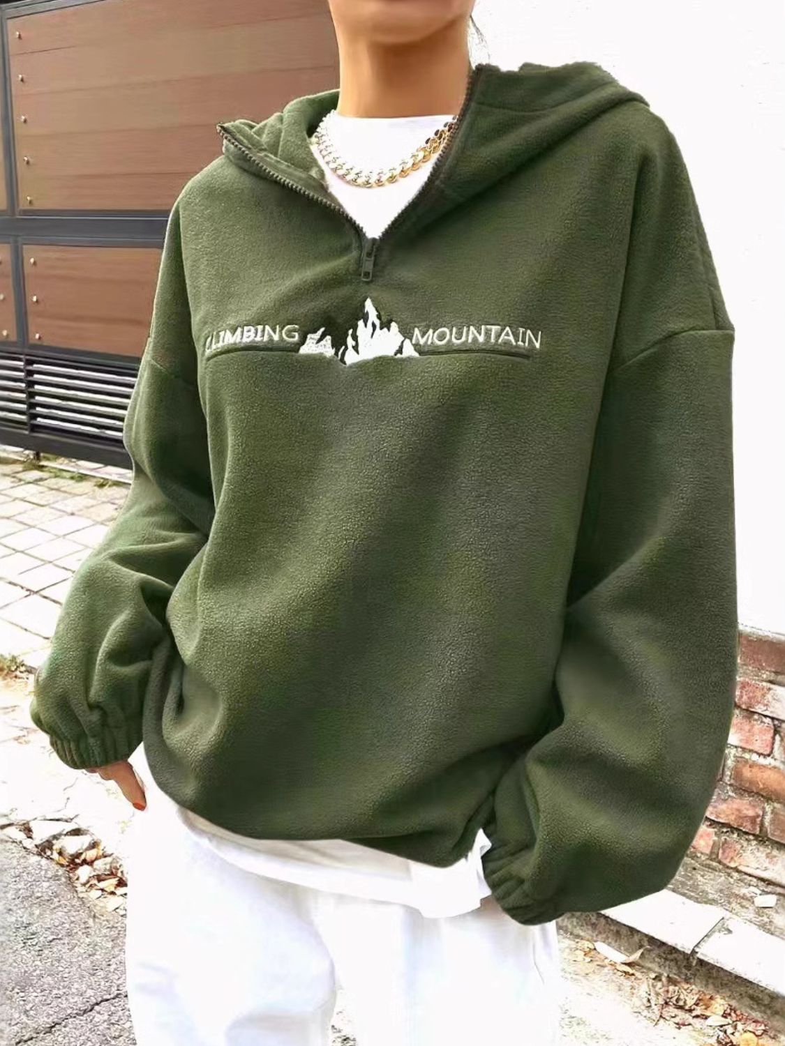 Mountain Langarm-Hoodie mit Viertelreißverschluss