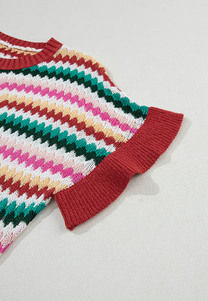 Pullover mit Rundhalsausschnitt und kurzen Ärmeln in Kontrastfarbe