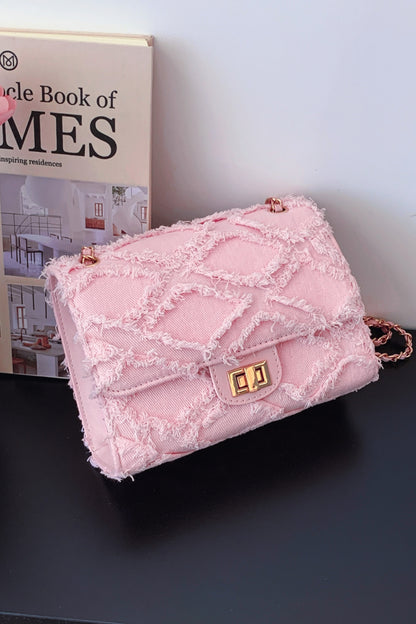 Umhängetasche aus Denim mit ungesäumtem Saum