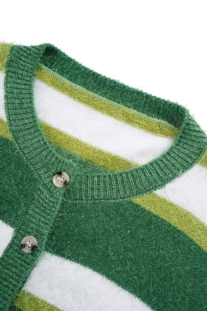 Gestreifter Cardigan mit Knöpfen und überschnittenen Schultern